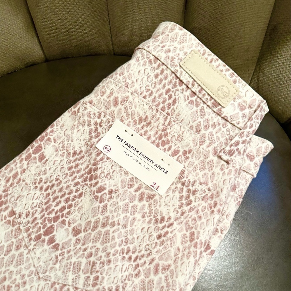 Ag Farrah Skinny Python Print jeans Sz24 - Picture 6 of 8